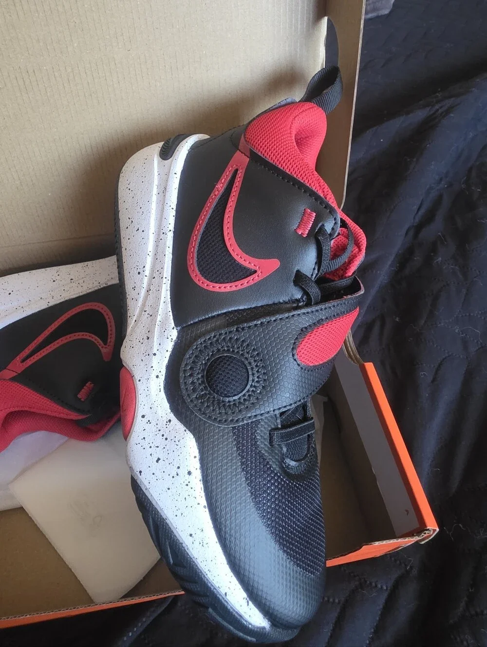 Nike Kids Black, Red and White Hook-and-Loop Sneakers